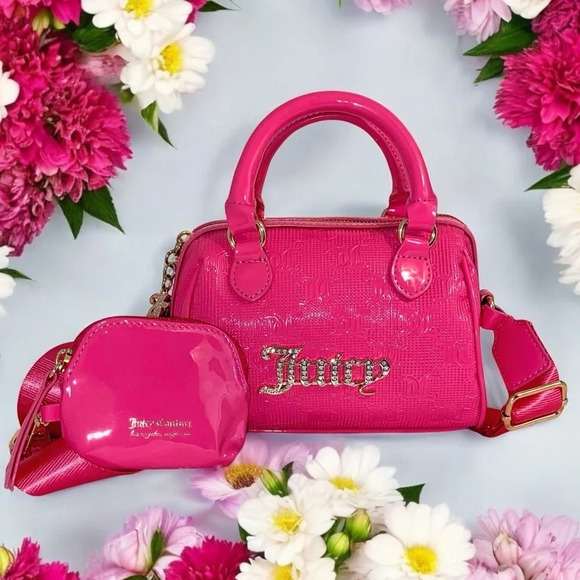 Juice Couture Pink Semi Charmed Mini Satchel Crossbody Bag & Coin Purse Set NWT - Picture 1 of 12